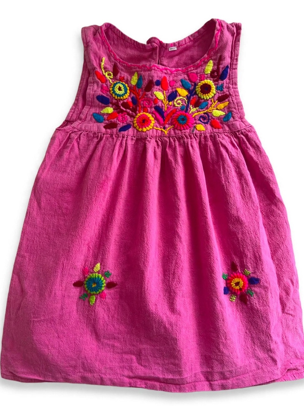 Girls' Pink Embroidered Floral Dress